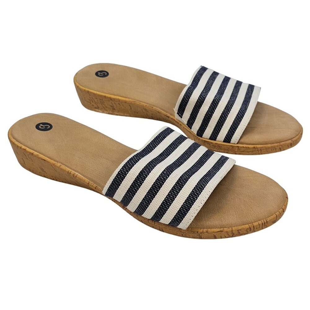 Dress Barn 8.5M Sandal Slide 1.5" Wedge Heel Summer Cute Fun Simple Slip-On Shoe